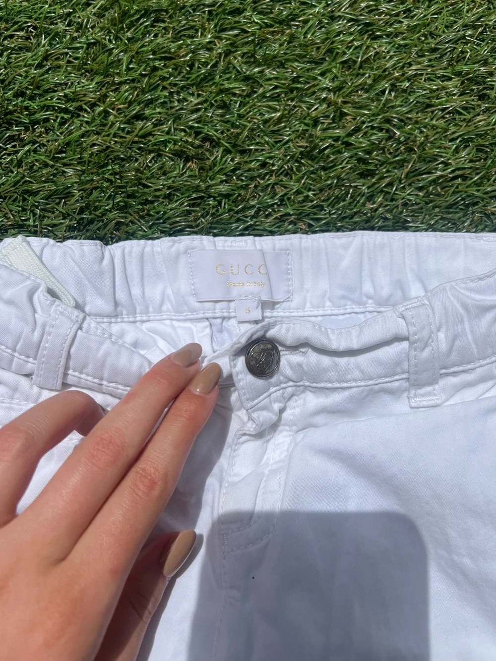Gucci Kids White Cotton Pants Size 5 Made in Italy